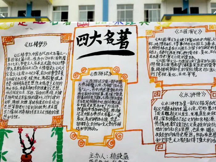 简阳市踏水镇九义校开展读名著手抄报比赛活动